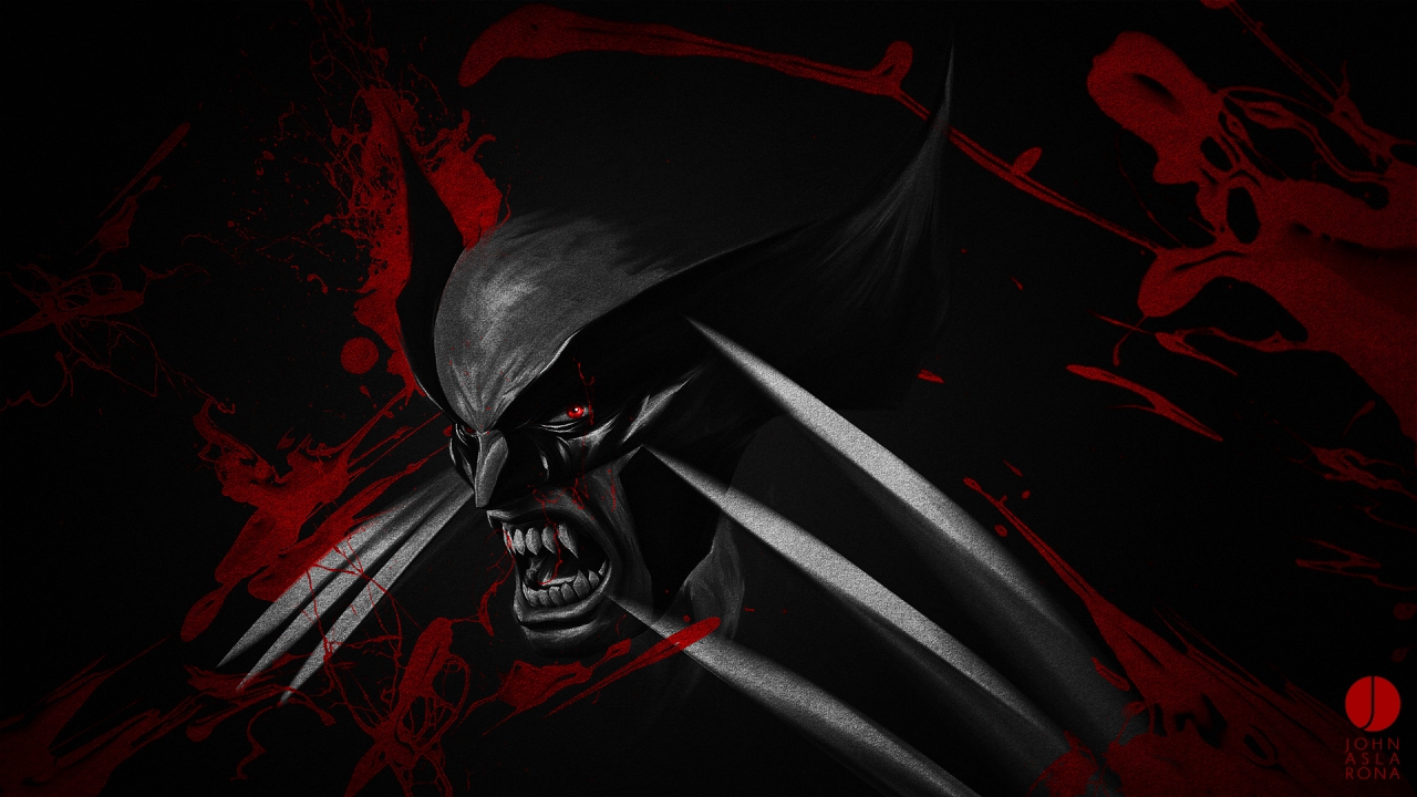 Black and Red Wolverine for 1280 x 720 HDTV 720p resolution
