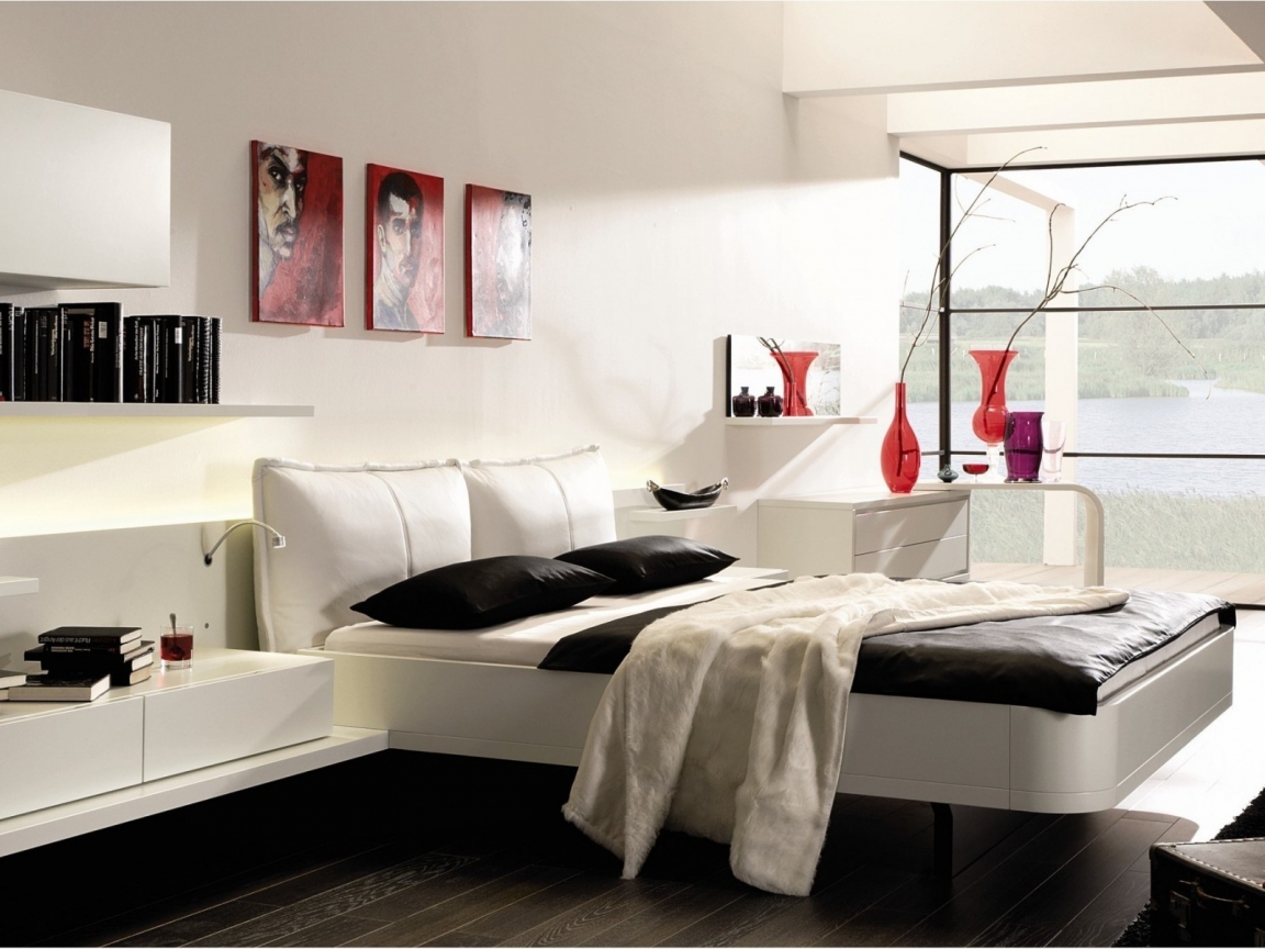 Black and White Bedroom for 1152 x 864 resolution