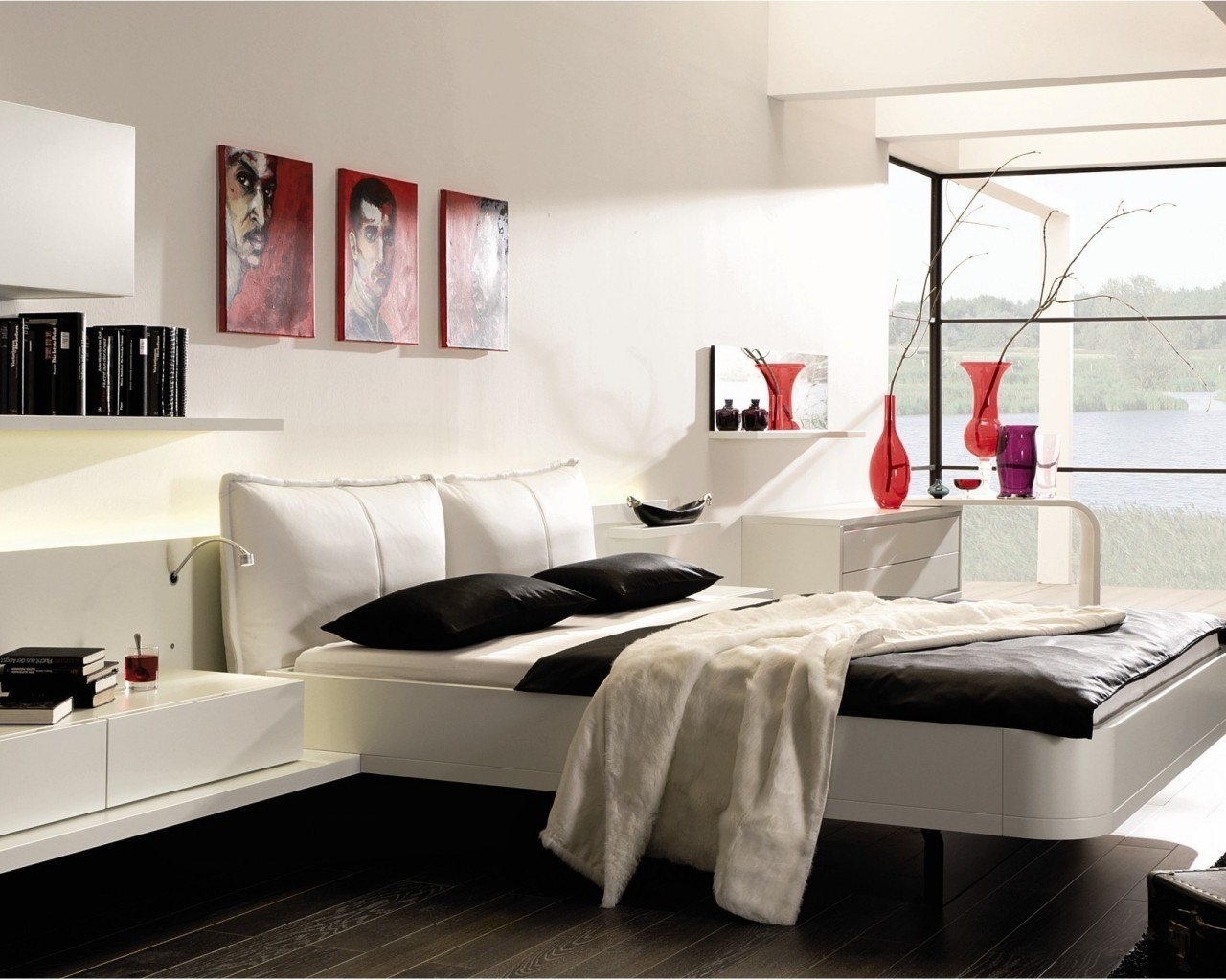 Black and White Bedroom for 1280 x 1024 resolution