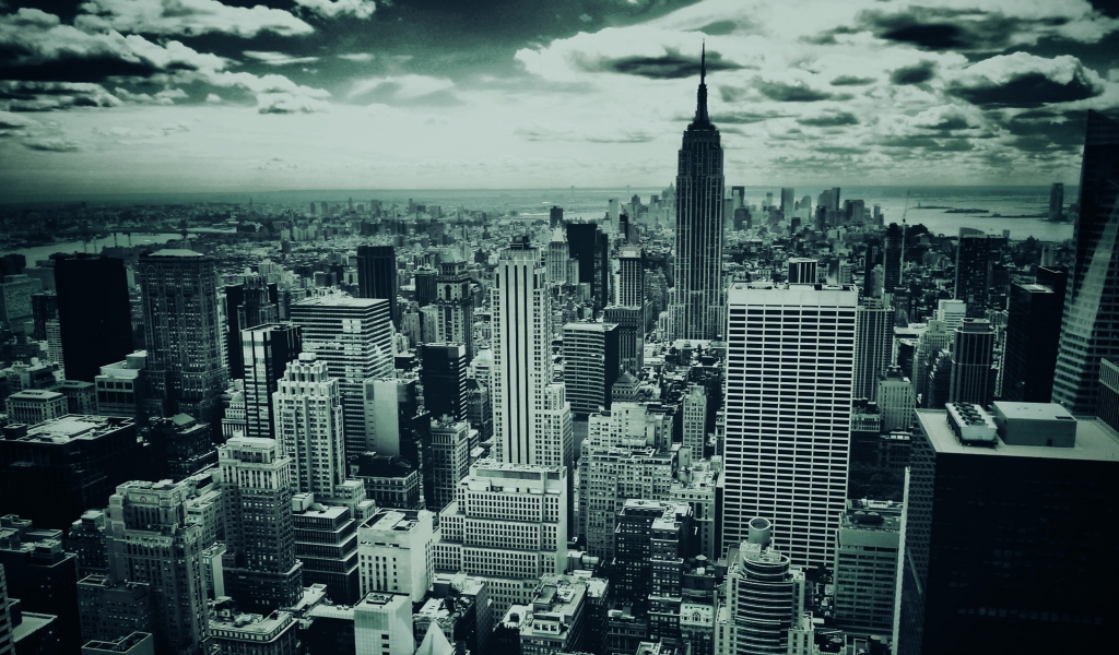 Black and White New York for 1024 x 600 widescreen resolution
