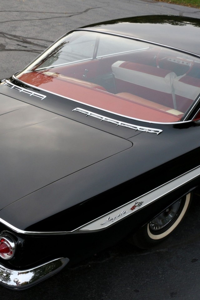 Black Chevrolet Impala 1961 for 640 x 960 iPhone 4 resolution