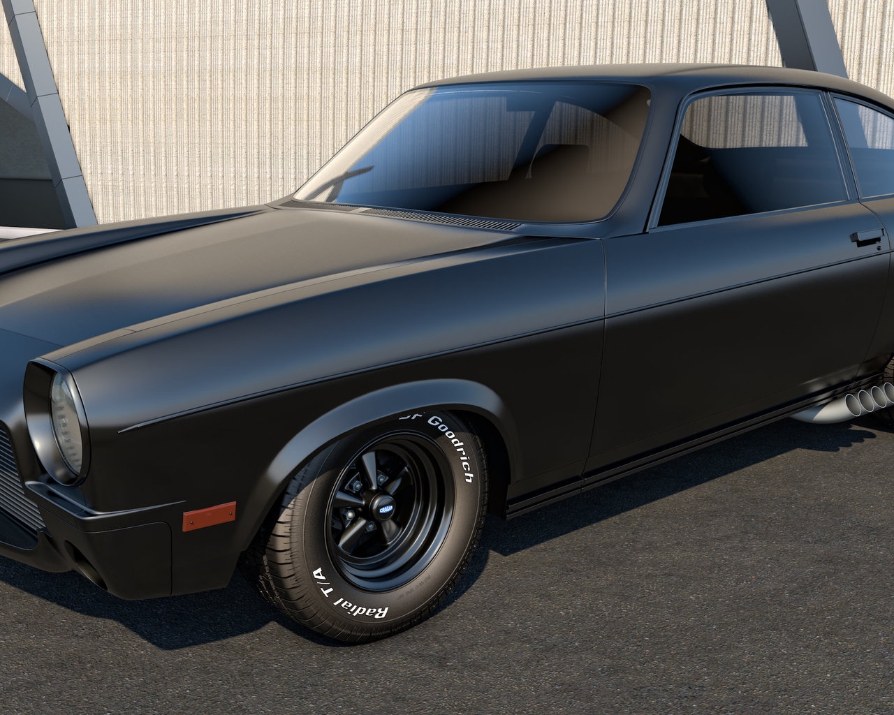 Black Chevrolet Vega for 1280 x 1024 resolution