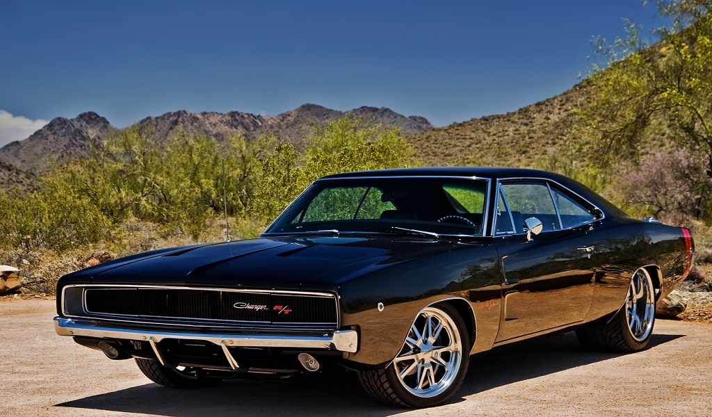 Black Dodge Charger RT for 1024 x 600 widescreen resolution