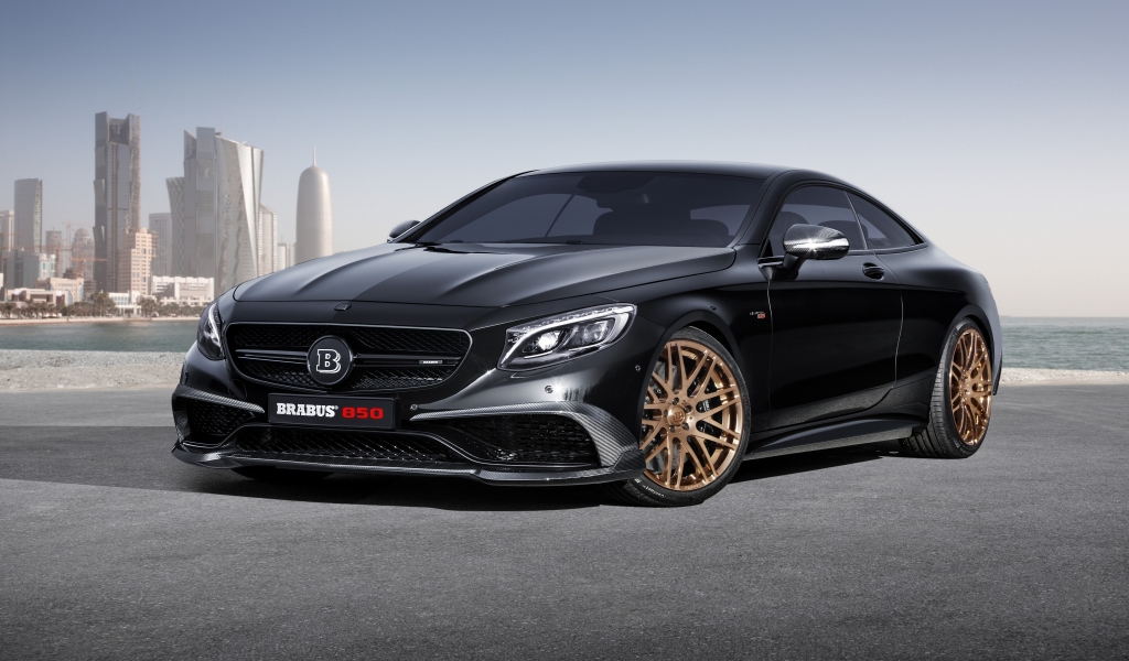 Black Mercedes Benz S63 AMG Brabus  for 1024 x 600 widescreen resolution