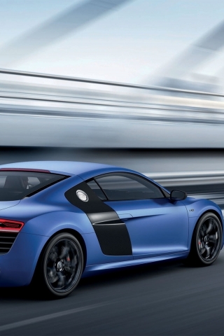 Blue Audi R8 V10 for 320 x 480 iPhone resolution
