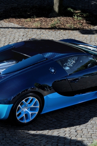 Blue Bugatti Veyron Grand Sport Vitesse Wallpaper for 320 x 480 iPhone resolution