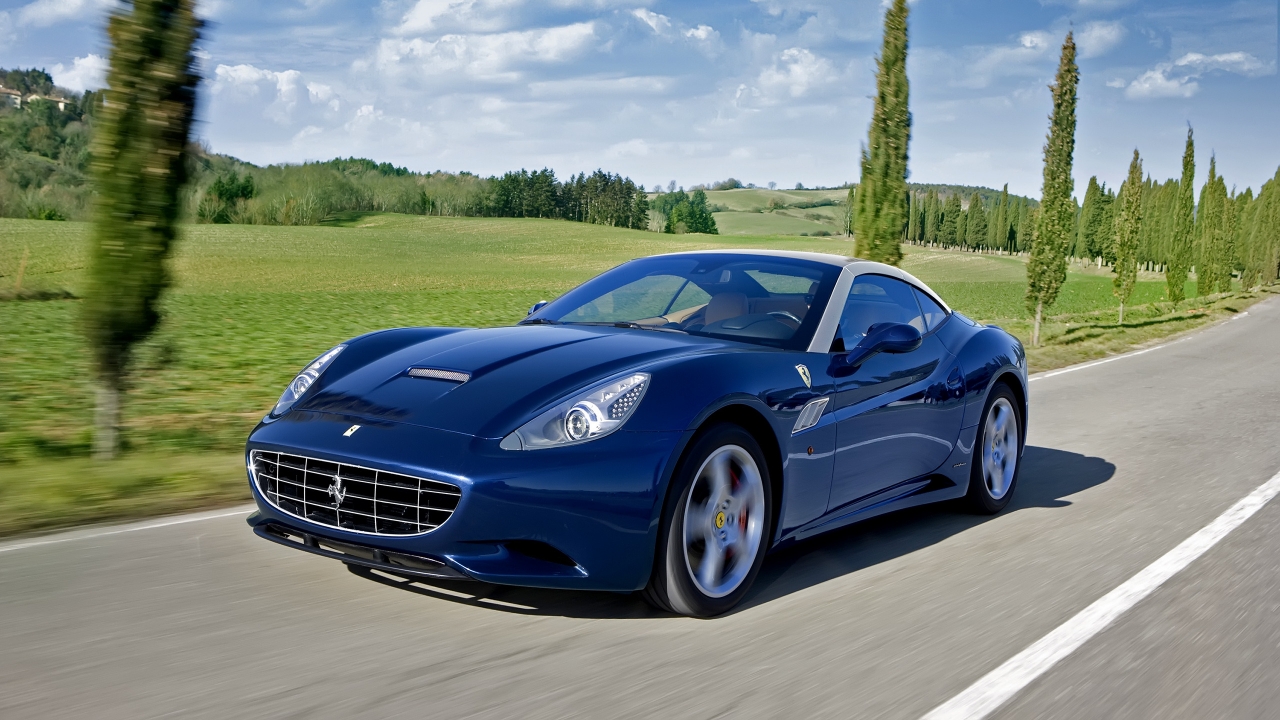 Blue Ferrari California for 1280 x 720 HDTV 720p resolution