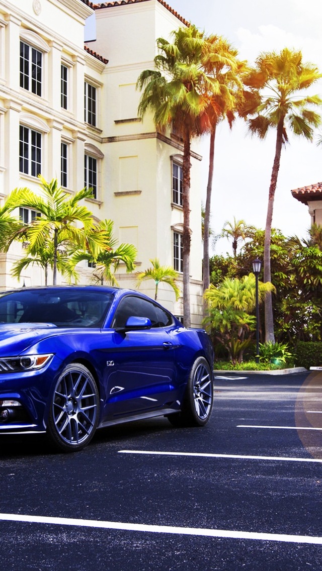 Blue Ford Mustang 2015 for 640 x 1136 iPhone 5 resolution