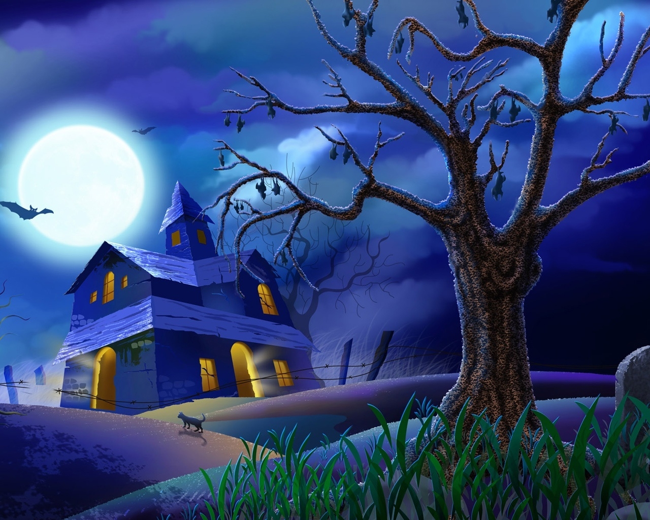 Blue Halloween Night for 1280 x 1024 resolution