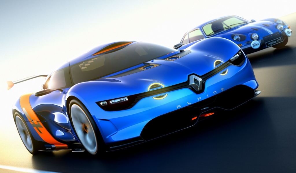 Blue Renault Alpine for 1024 x 600 widescreen resolution