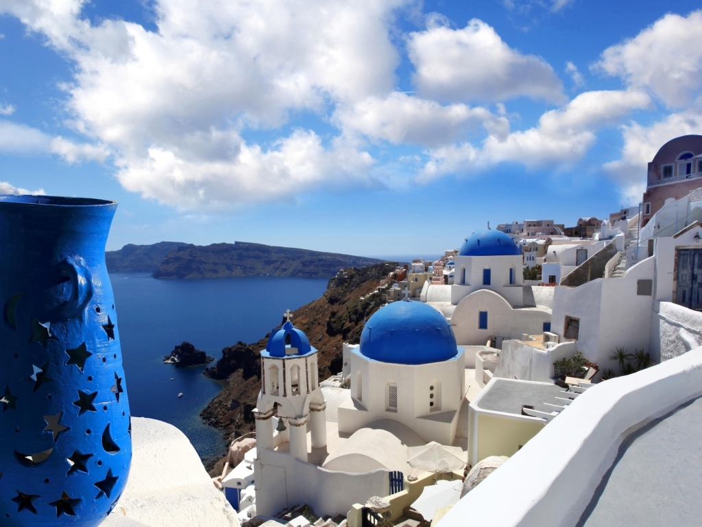 Blue Santorini Greece for 1024 x 768 resolution