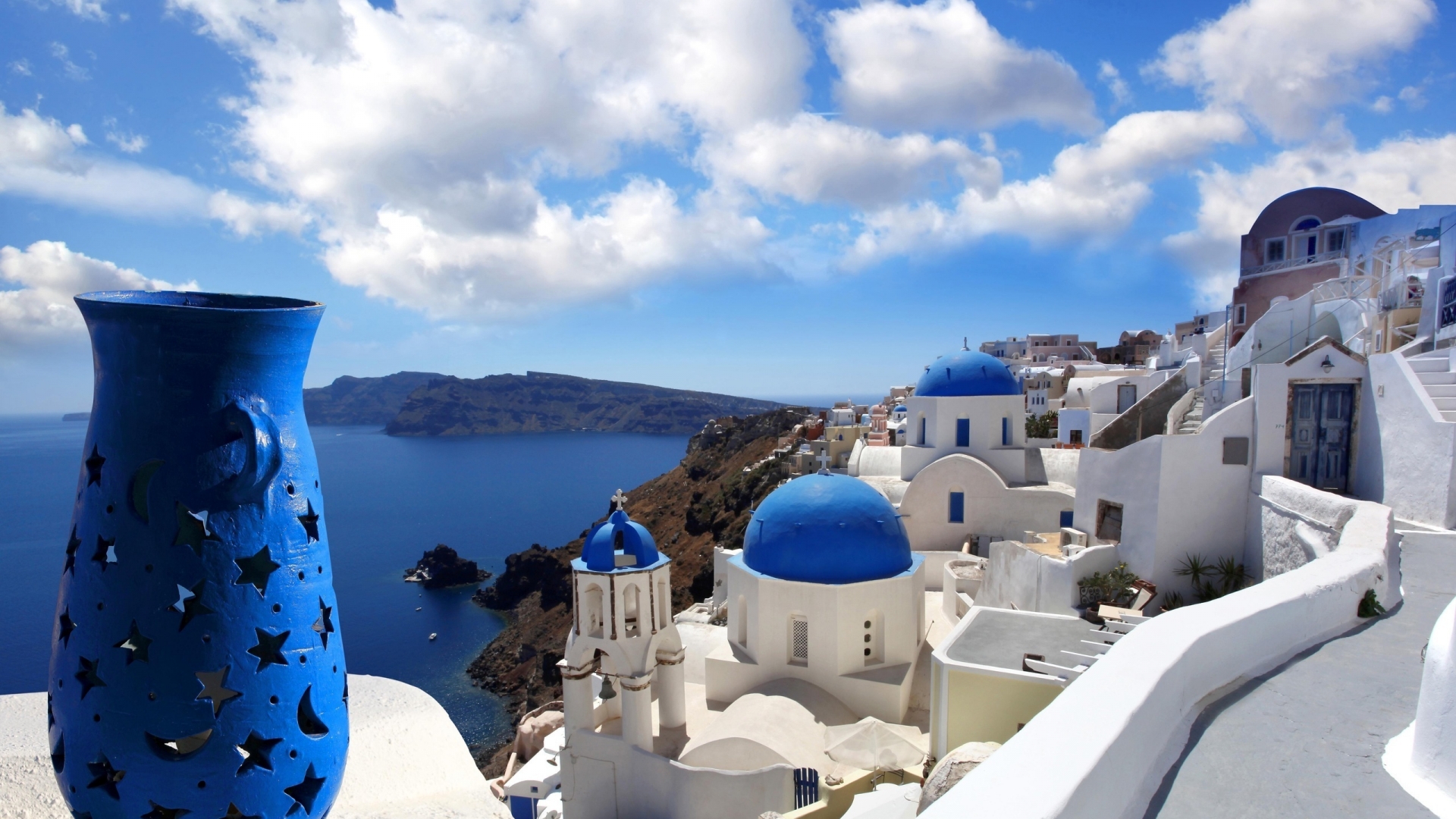 Blue Santorini Greece for 1920 x 1080 HDTV 1080p resolution