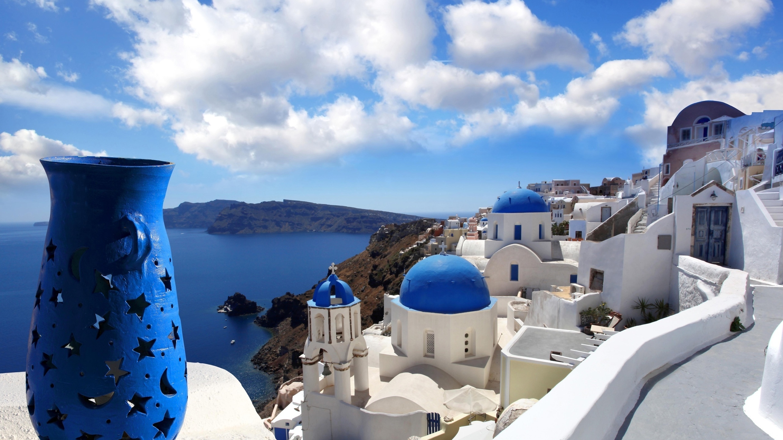 Blue Santorini Greece for 2560x1440 HDTV resolution