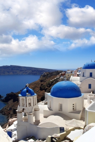 Blue Santorini Greece for 320 x 480 iPhone resolution
