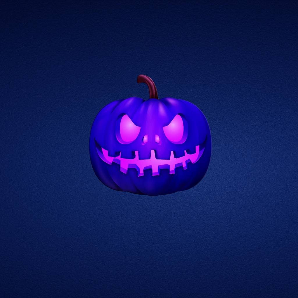 Blue Scary Pumpkin for 1024 x 1024 iPad resolution