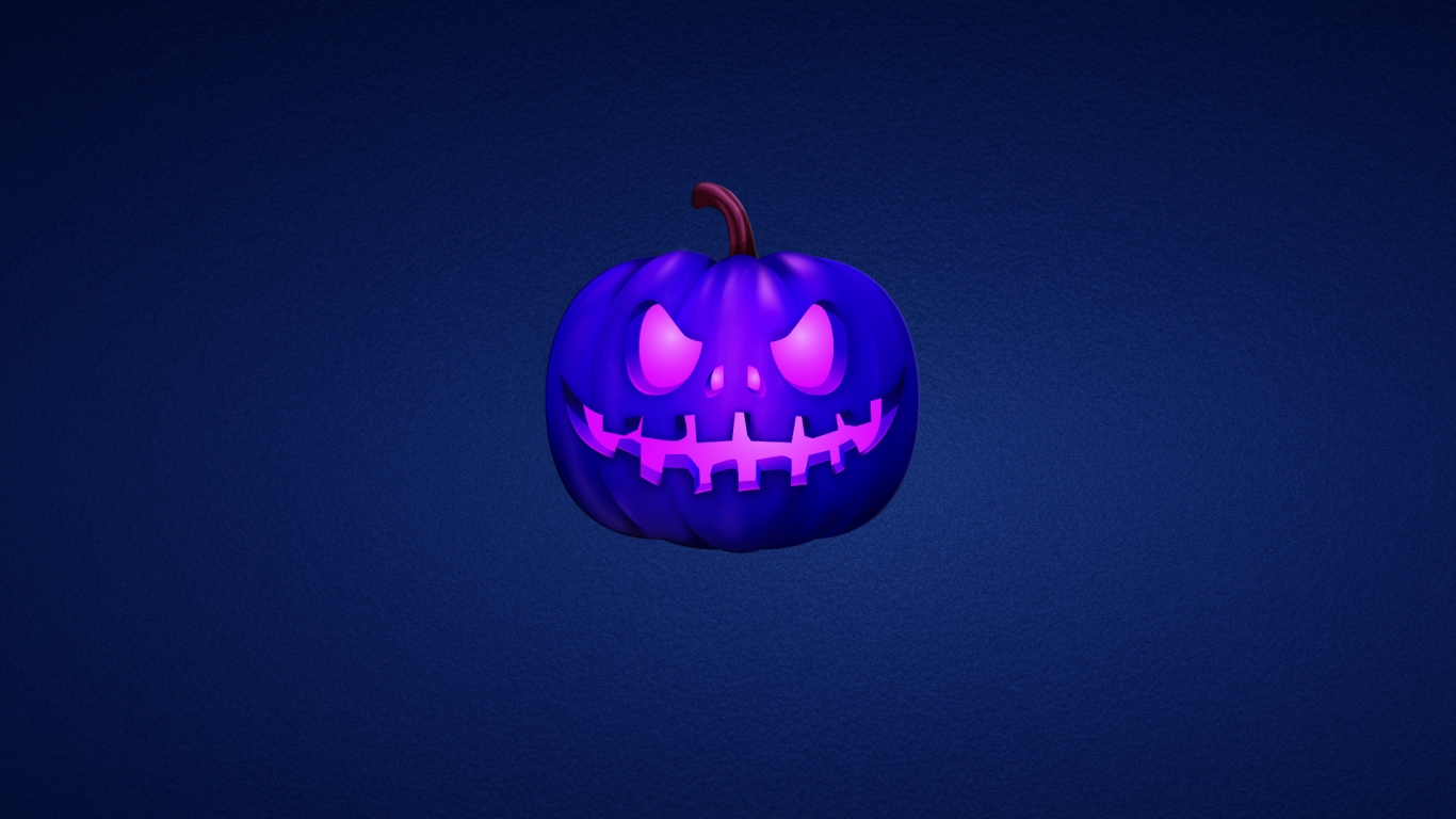 Blue Scary Pumpkin for 1366 x 768 HDTV resolution