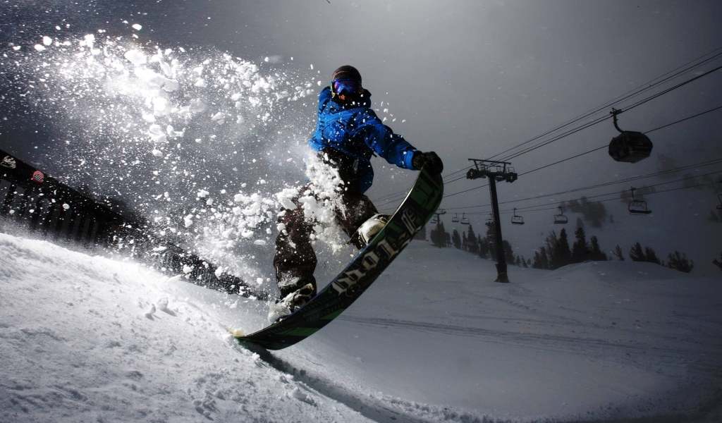Blue Snowboarder for 1024 x 600 widescreen resolution
