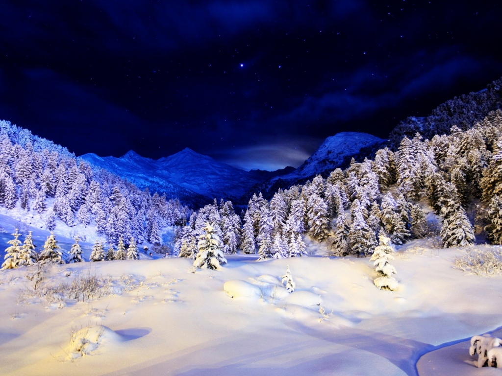 Blue Winter Night for 1024 x 768 resolution