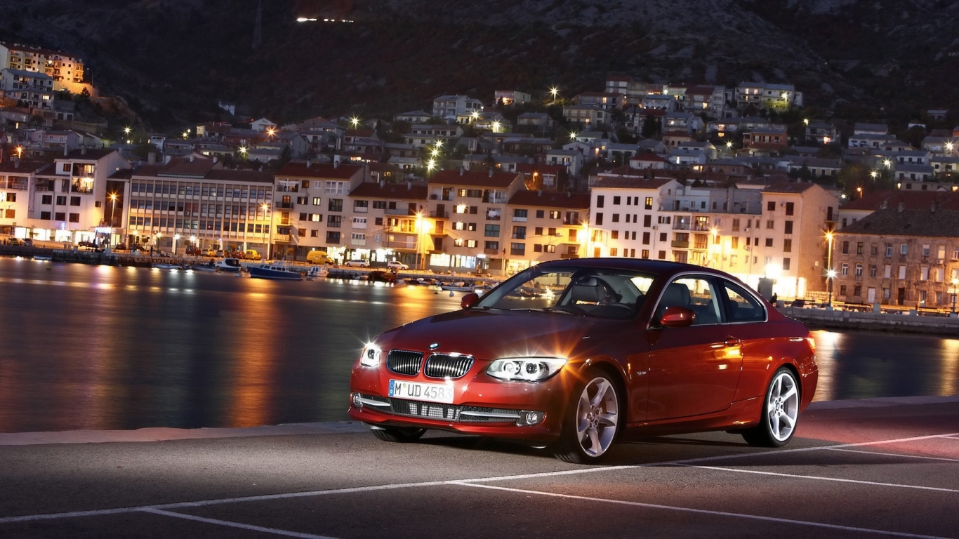 BMW 3 Series 2010 Red Sea Town for 1366 x 768 HDTV resolution