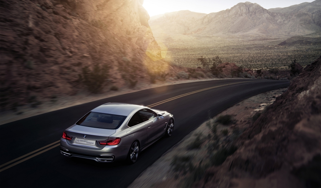 BMW 4 Series and Sunset for 1024 x 600 widescreen resolution