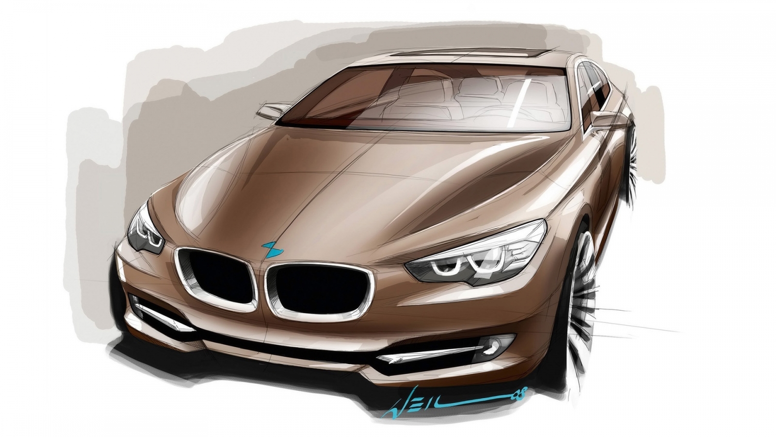 BMW Concept 5 Series Gran Turismo Design Sketch for 1600 x 900 HDTV resolution
