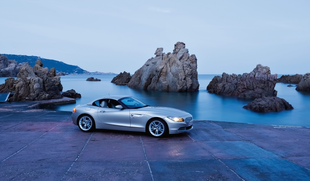 BMW Z4 Roadster Seashore 2009 for 1024 x 600 widescreen resolution