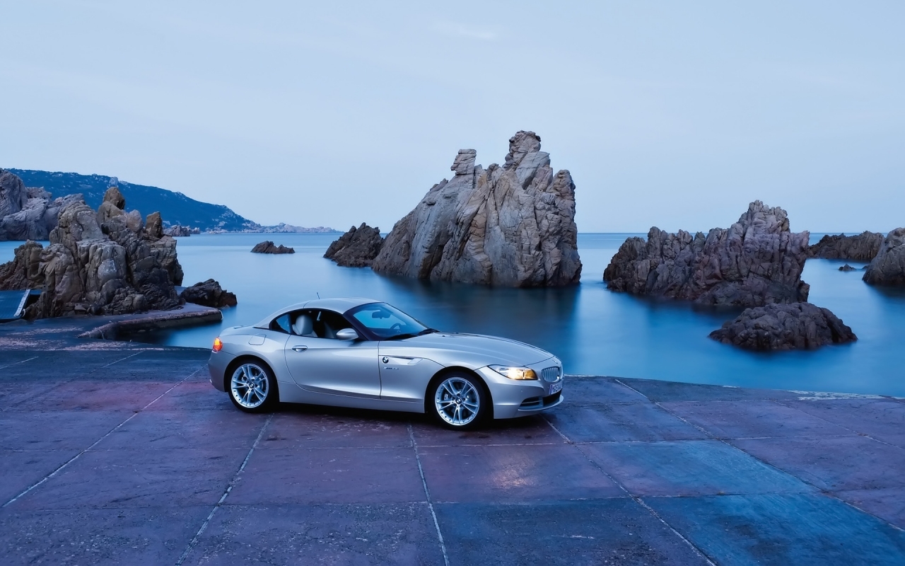 BMW Z4 Roadster Seashore 2009 for 1280 x 800 widescreen resolution