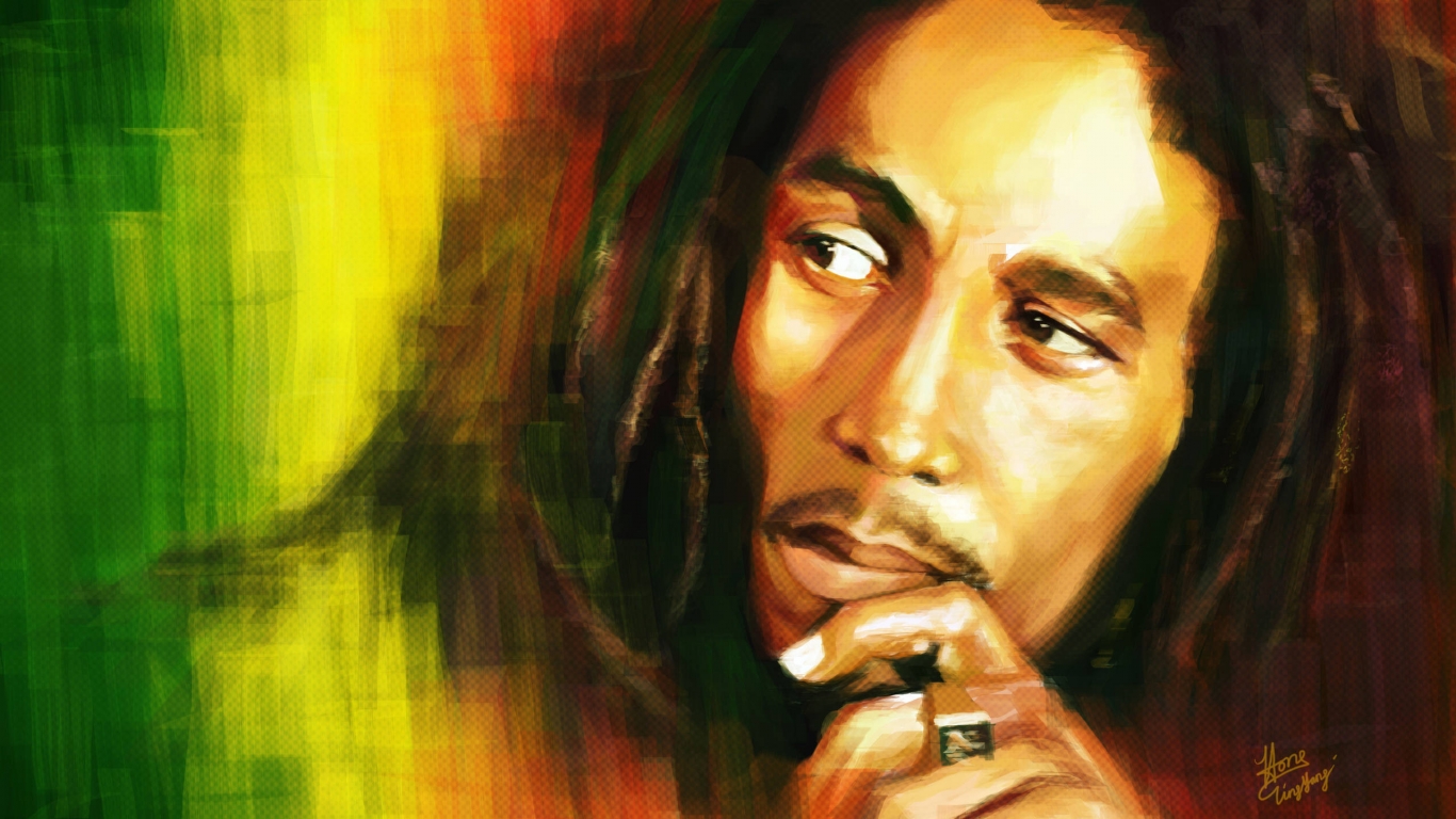 Bob Marley Artwork for 1366 x 768 HDTV resolution