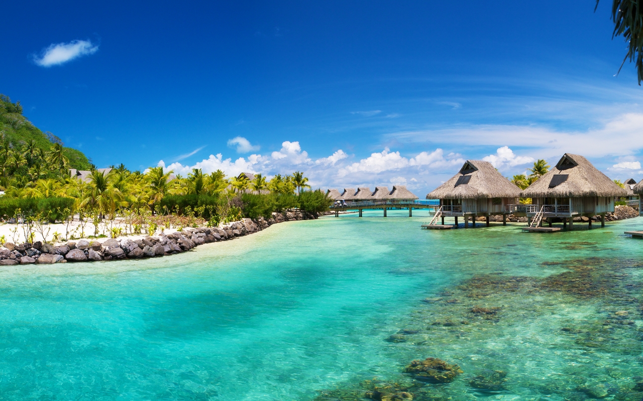 Bora Bora Hilton for 1280 x 800 widescreen resolution