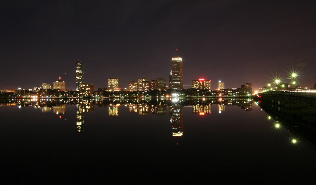 Boston During Night for 1024 x 600 widescreen resolution