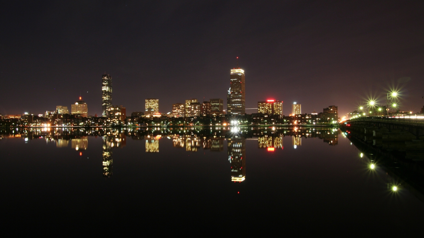 Boston During Night for 1366 x 768 HDTV resolution