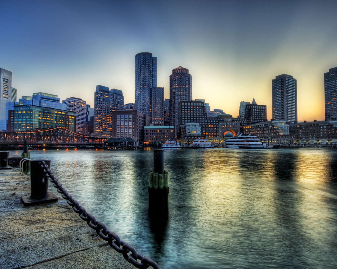Boston On The Dusk for 1280 x 1024 resolution