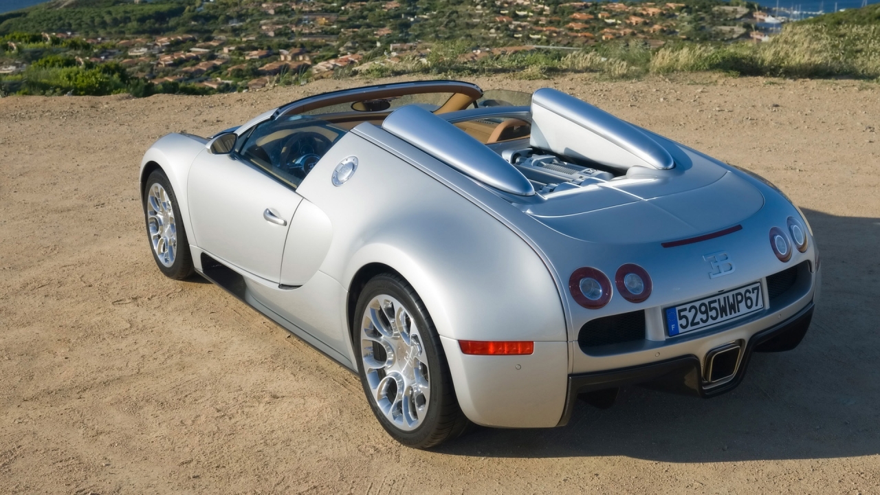 Bugatti Veyron 16.4 Grand Sport in Sardinia 2010 - Rear Angle for 1280 x 720 HDTV 720p resolution
