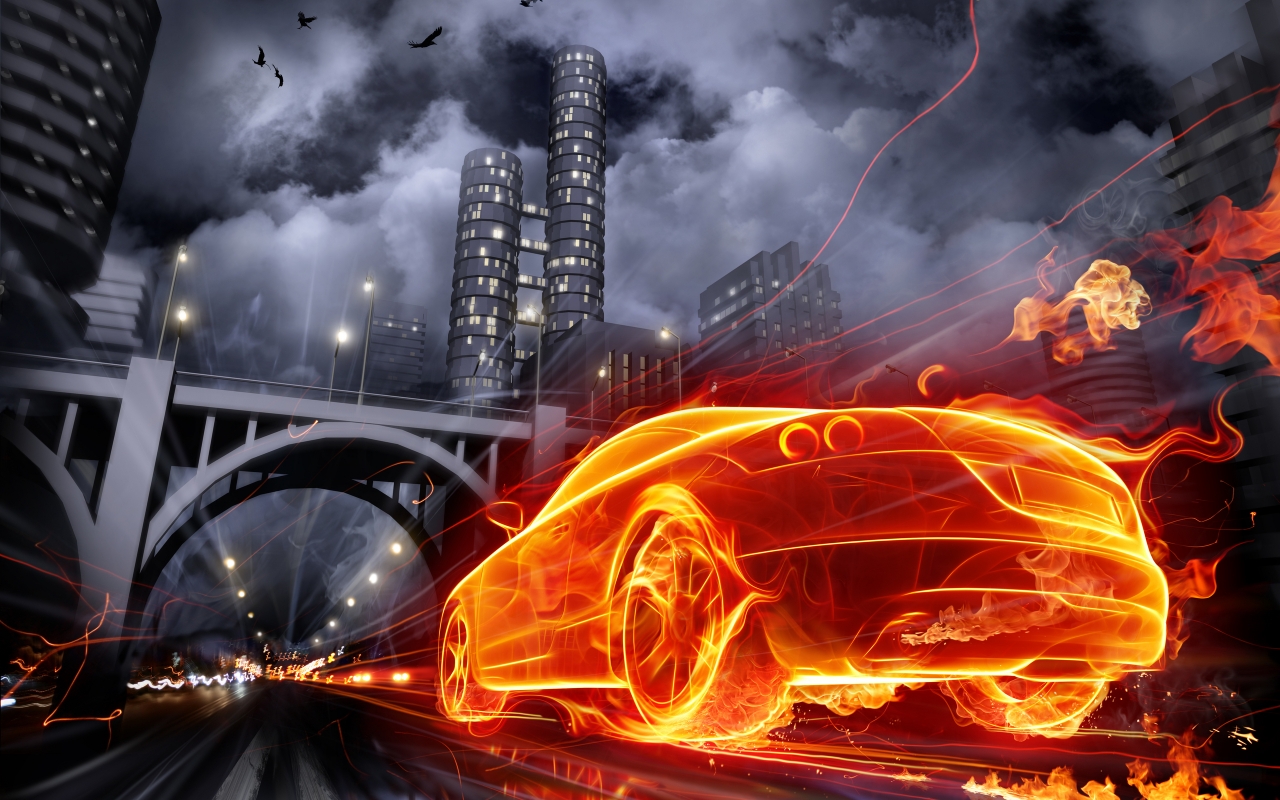 Burning Car for 1280 x 800 widescreen resolution