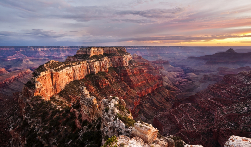 Canyon Sunset Reflection for 1024 x 600 widescreen resolution