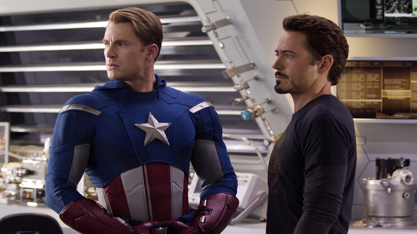Captain America and Iron Man for 1366 x 768 HDTV resolution