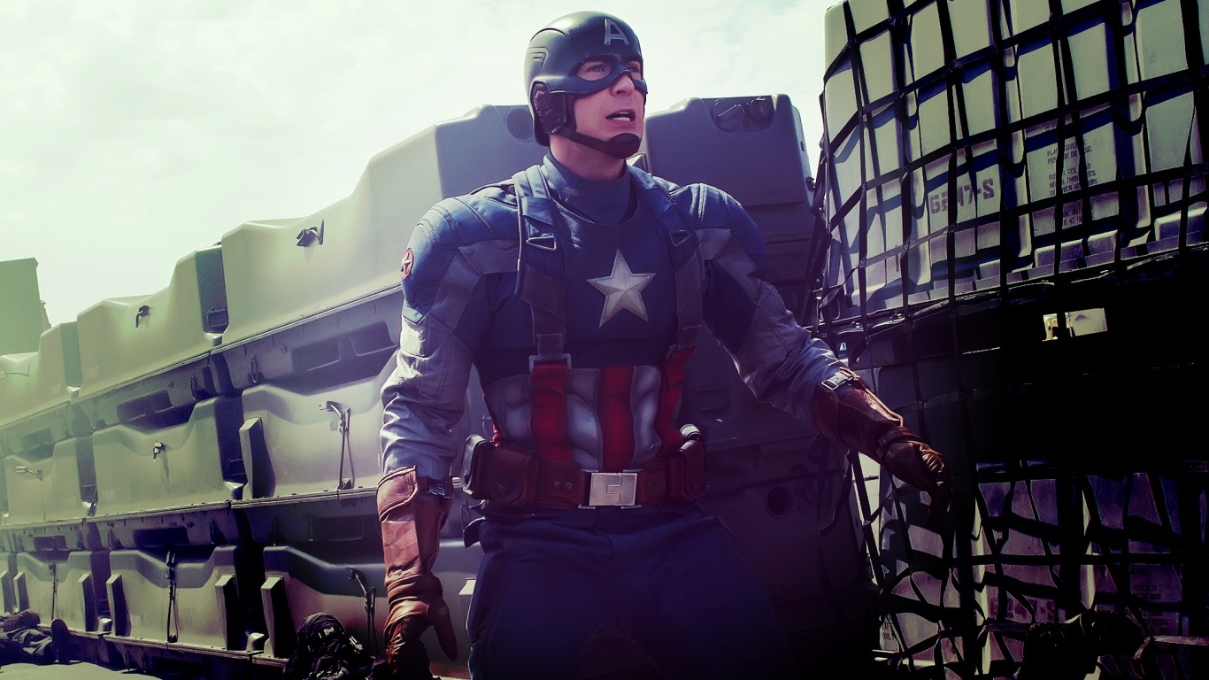 Captain America in Action for 1366 x 768 HDTV resolution
