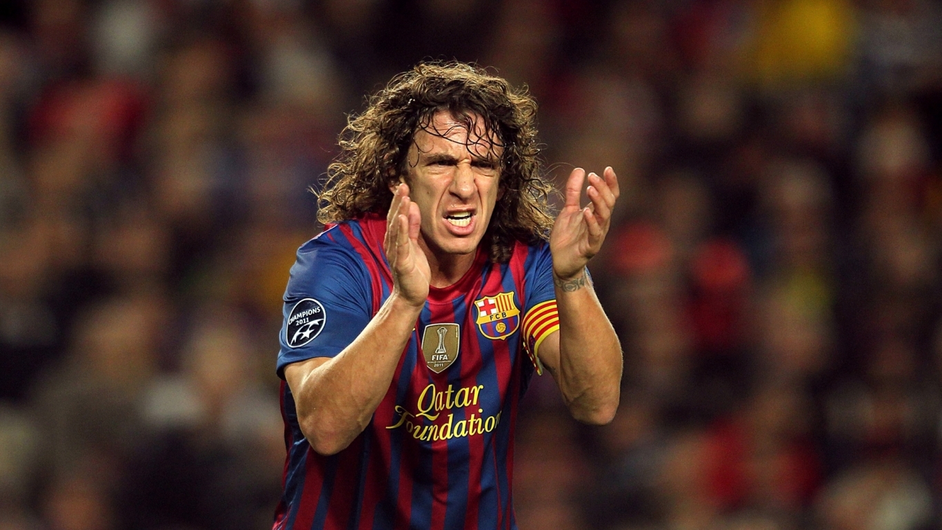 Carles Puyol Urging for 1366 x 768 HDTV resolution