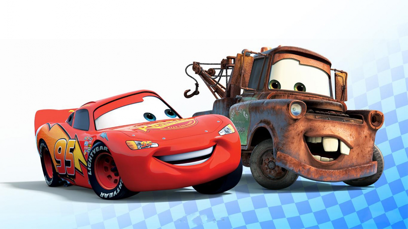Cars Lightning McQueen and Mater for 1366 x 768 HDTV resolution