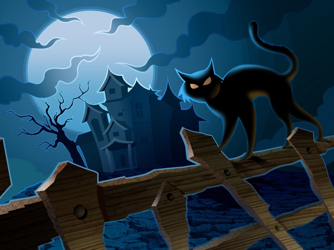 Cat in Halloween Night for 1152 x 864 resolution