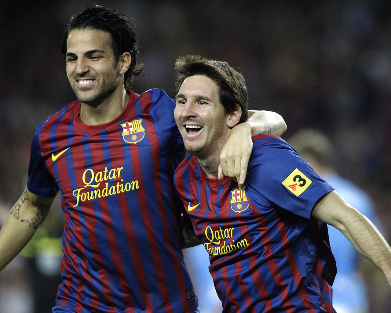 Cesc Fabregas and Lionel Messi for 1280 x 1024 resolution
