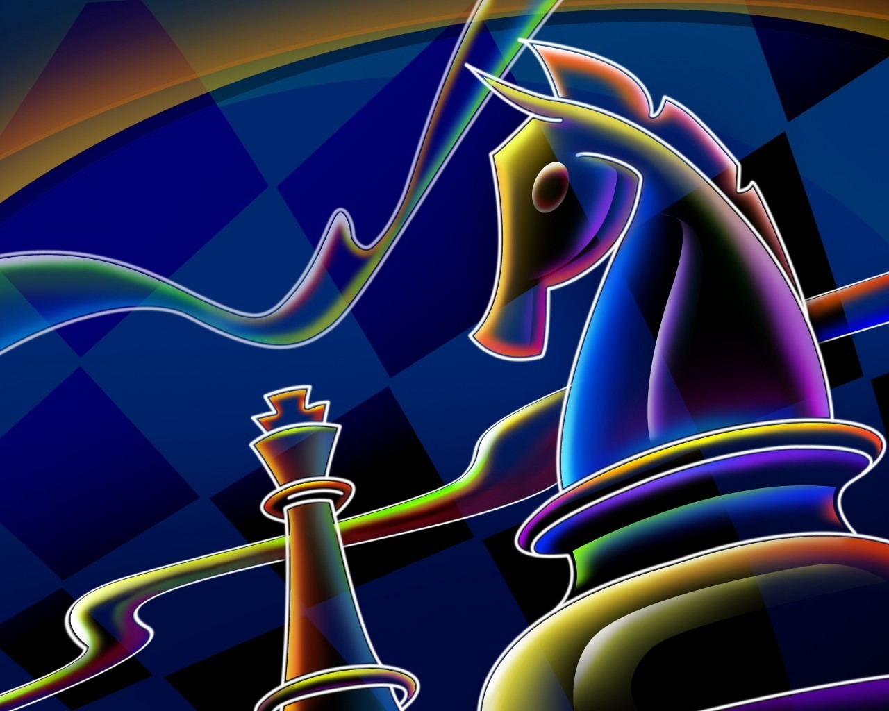 Chess Pieces Drawing for 1280 x 1024 resolution