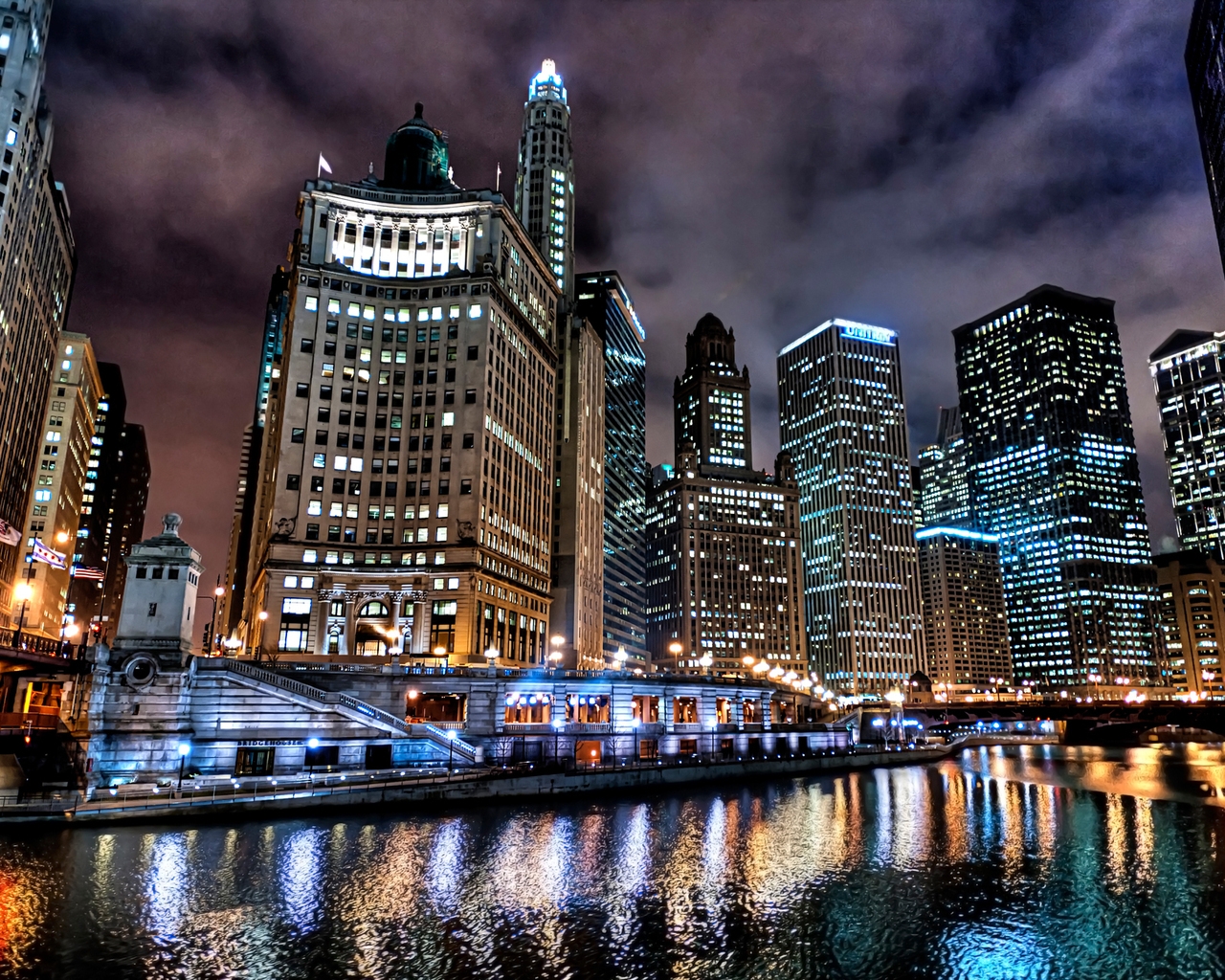 Chicago Night Lights for 1280 x 1024 resolution