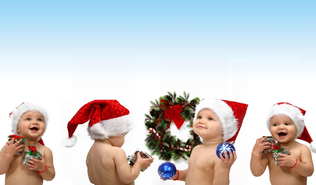 Christmas children for 1024 x 600 widescreen resolution
