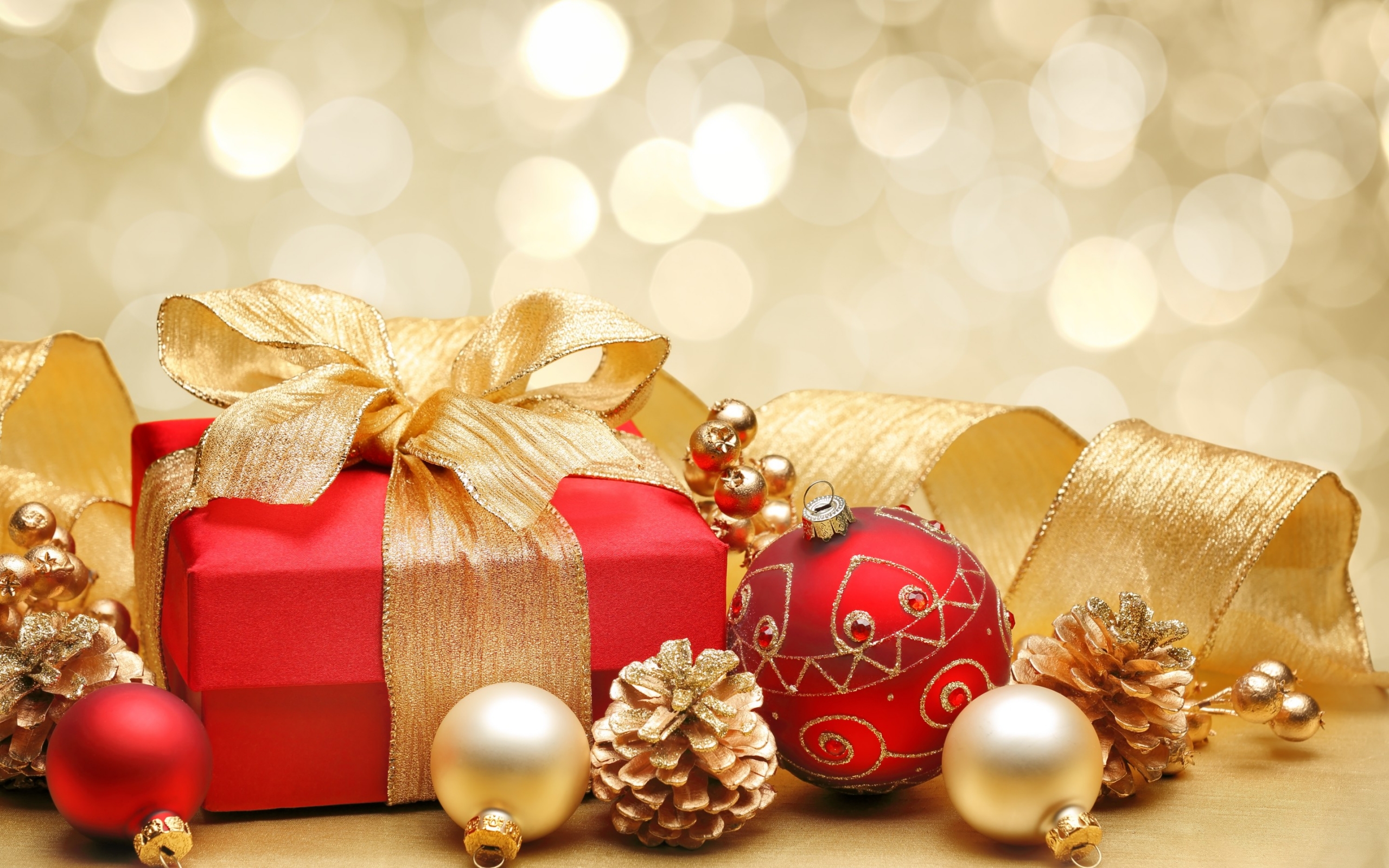Christmas Gift Box and Decorations for 2560 x 1600 widescreen resolution