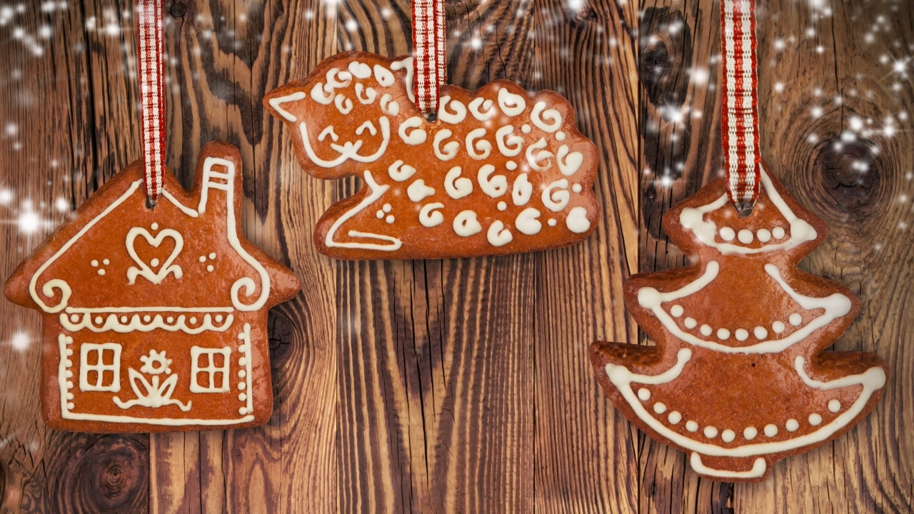 Christmas Gingerbread Ornaments for 1280 x 720 HDTV 720p resolution