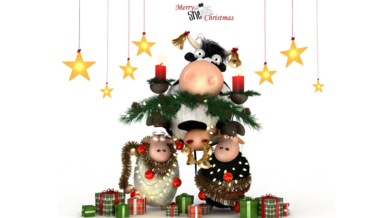 Christmas Happy Cow for 1280 x 720 HDTV 720p resolution