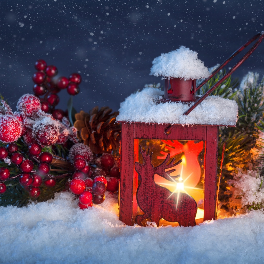 Christmas Light and Ornaments for 1024 x 1024 iPad resolution