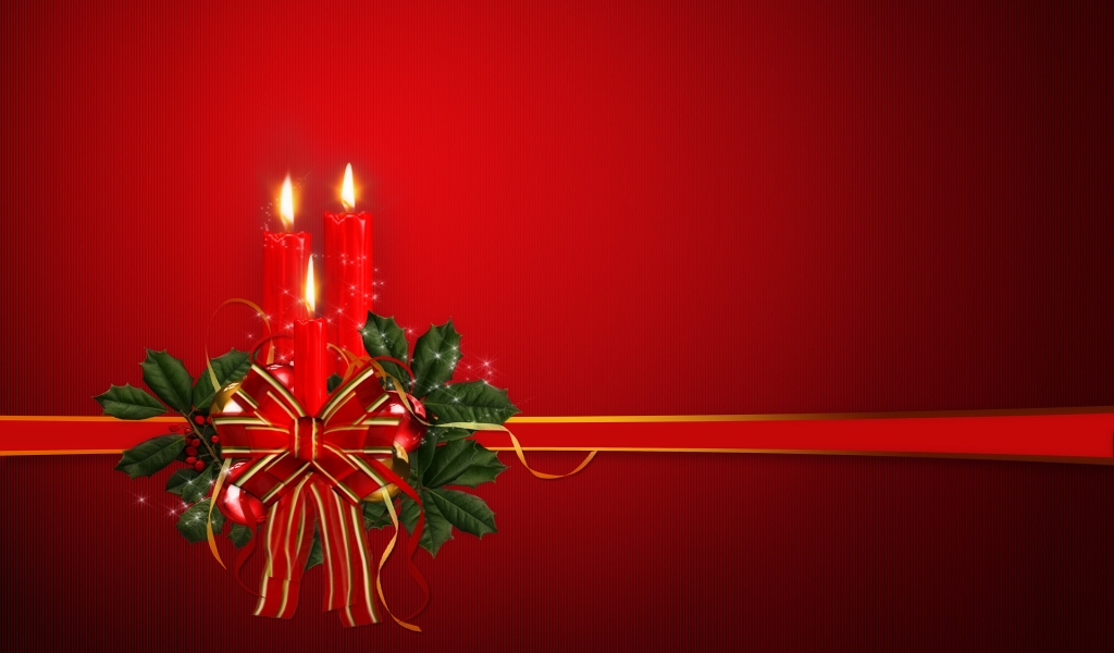 Christmas Ornament with Candle for 1024 x 600 widescreen resolution