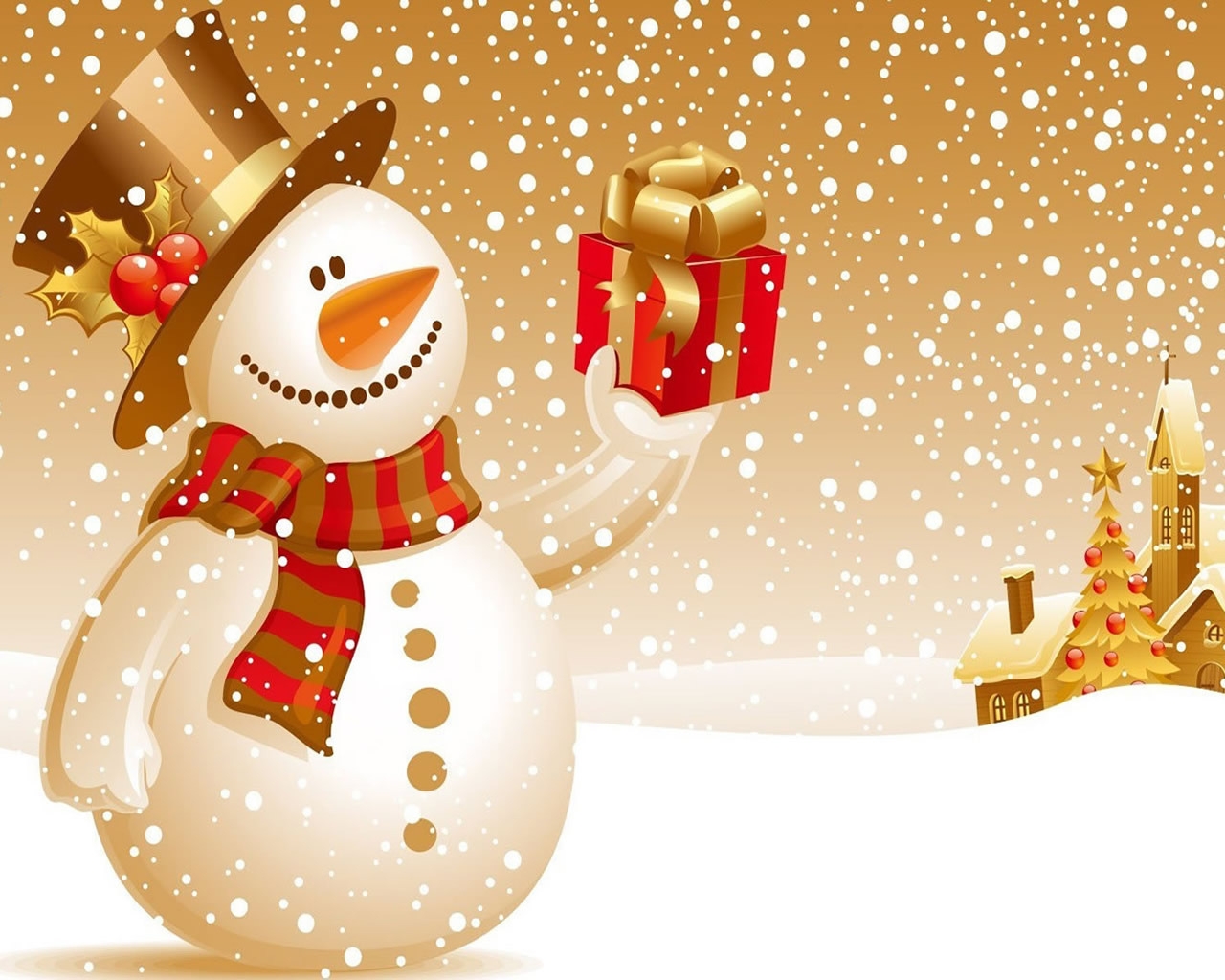 Christmas Snowman Vector for 1280 x 1024 resolution